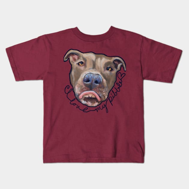 I Love My Pibble Kids T-Shirt by Aloe Artwork